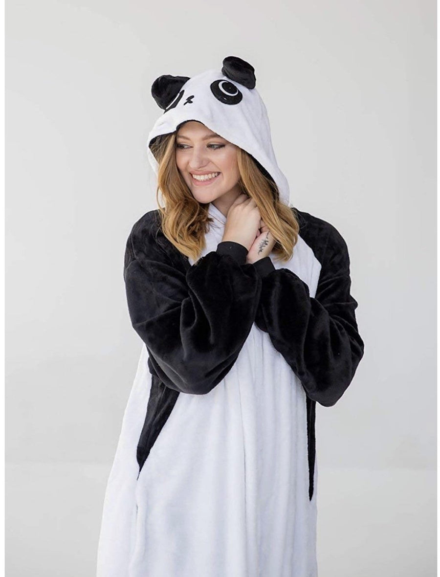 Animal Onesie Pajamas for Adult Unisex Cosplay Costume Plush One Piece (Panda)