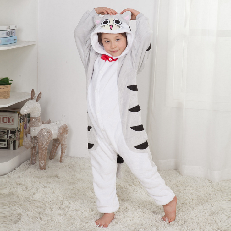 Cat Animal Onesie Pajama For Kids Unisex  Sleepwear Plush One-Piece