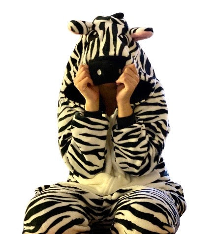 Zebra Animal Onesie Pajamas For Kids Unisex Sleepwear Plush Costume