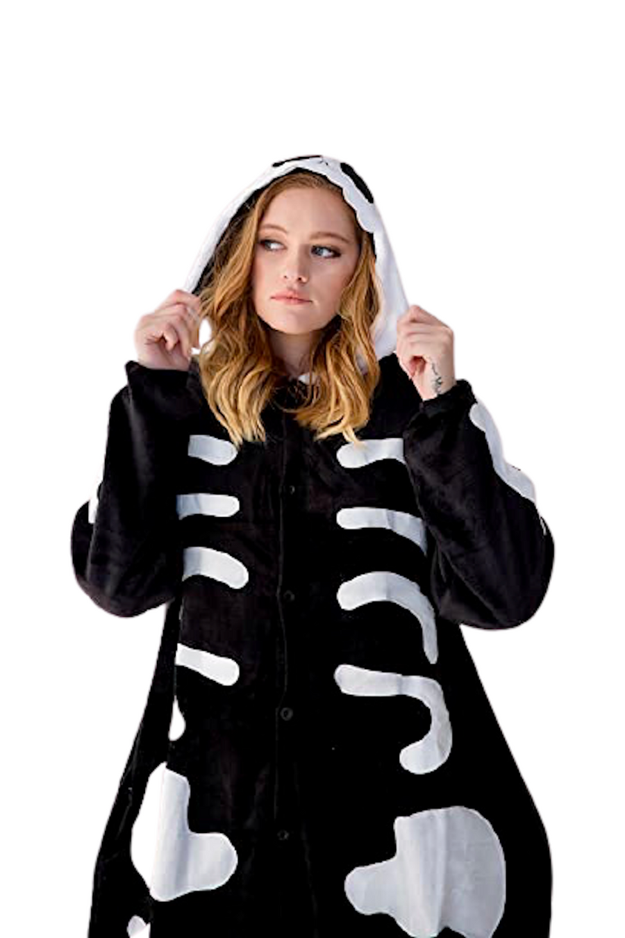 Animal Onesie Pajamas for Adult Unisex Cosplay Costume Plush One Piece (Skeleton)