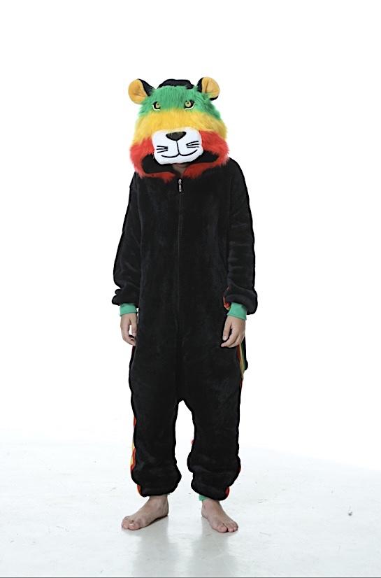 Rasta Lion Animal Onesie Pajama For Kids Unisex Sleepwear Plush One Piece