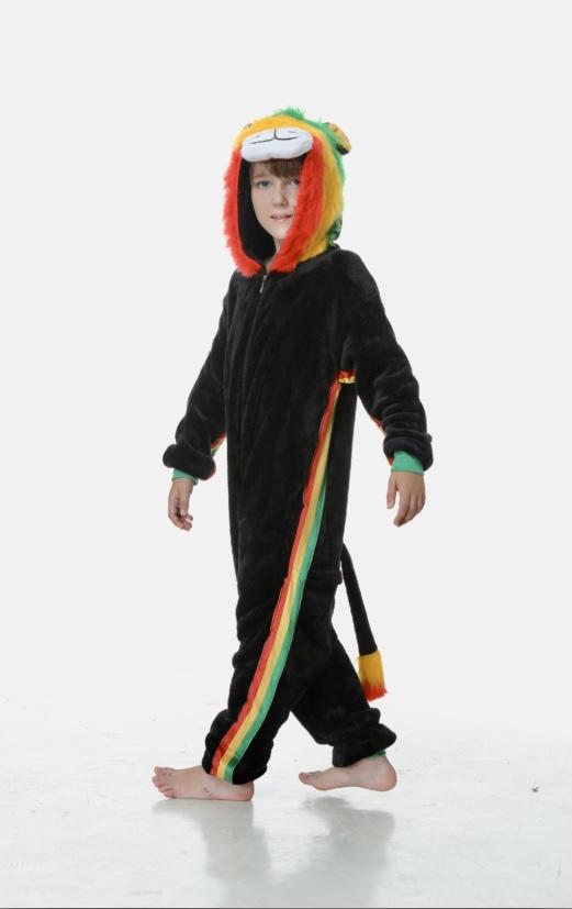 Rasta Lion Animal Onesie Pajama For Kids Unisex Sleepwear Plush One Piece