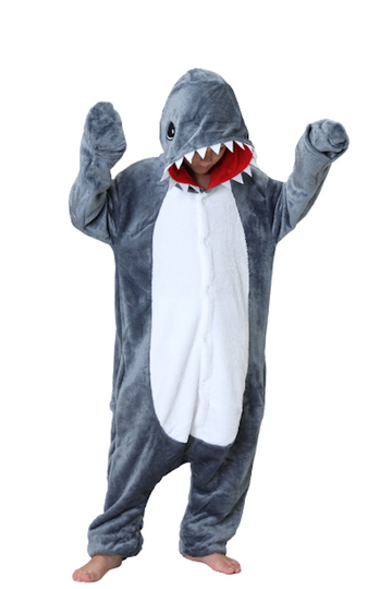 shark onesie for kids costumer for girls boys pajama sleepwear jammies halloween sharkie cosplay kigirumi silver lilly sazac 