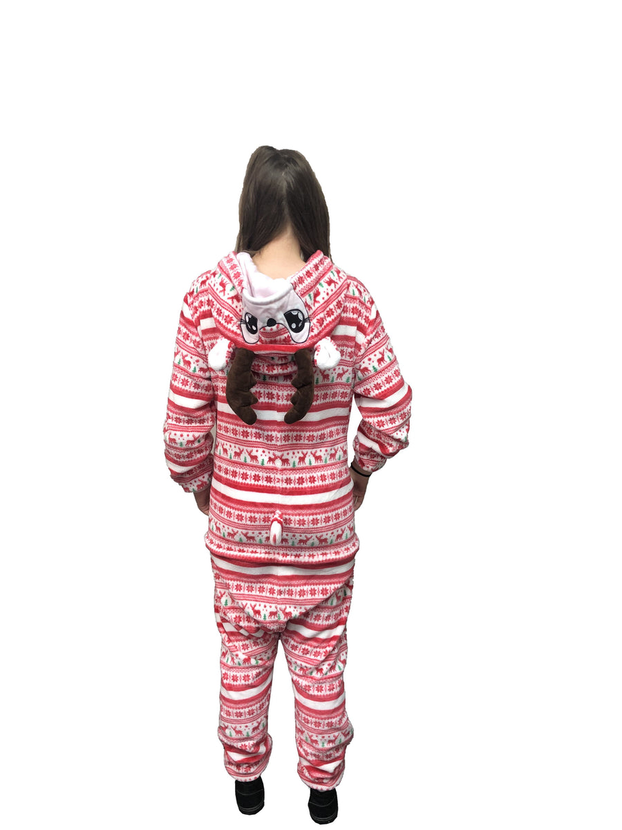 reindeer onesie for adults amd kids 