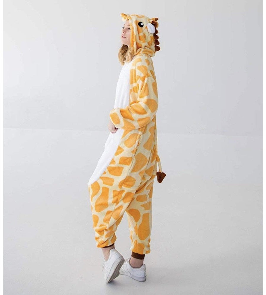 Animal Onesie Pajamas for Adult Unisex Cosplay Costume Plush One Piece (Giraffe )