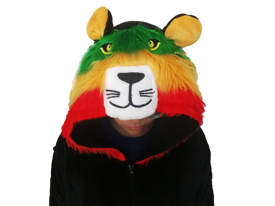 Rasta Lion Animal Onesie Pajamas for Adult Unisex Cosplay Costume Plush One Piece