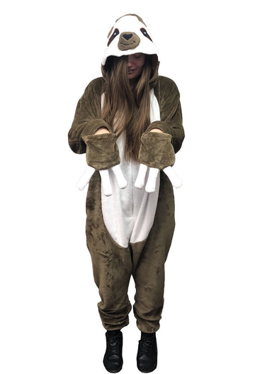 sloth costume pajama onesie for adults sleepwear halloween costume for women men adult unisex sloth gift for her holiday jammies for parties 