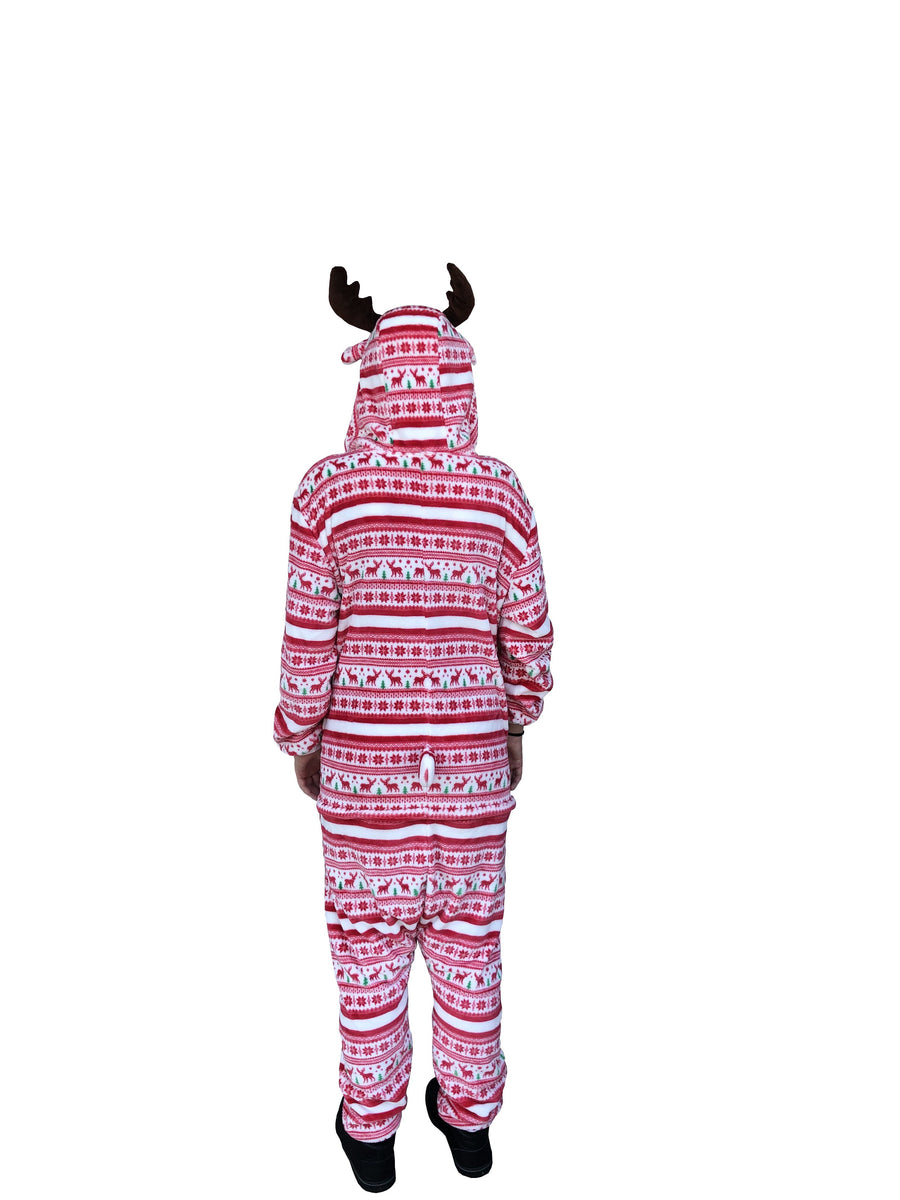 Animal Onesie Pajamas for Adult Unisex Cosplay Costume Plush One Piece (Christmas Reindeer)