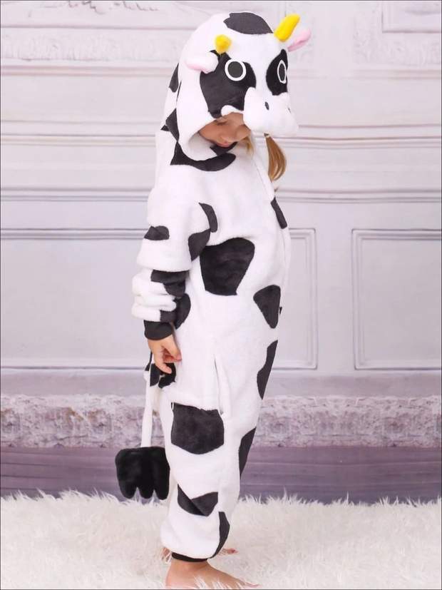 Cow Animal Onesie Pajama For Kids Unisex Sleepwear Plush One-Piece