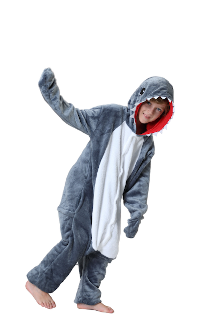 shark onesie for kids costumer for girls boys pajama sleepwear jammies halloween sharkie cosplay kigirumi silver lilly sazac 
