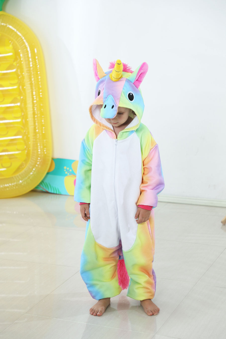 Animal Onesie Pajamas  For Kids Unisex Sleepwear Plush Costume (Rainbow Unicorn)